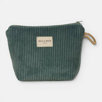 Kleine Kosmetiktasche von De La Mur in Jade, Cord grün