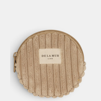 Runder Geldbeutel von De La Mur in Moka, Cord beige