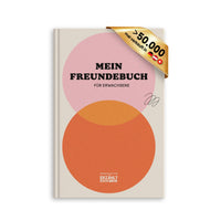 Freundebuch für Erwachsene von Simon & Jan, offene Seite mit Platz für persönliche Einträge und dekorative Gestaltung.