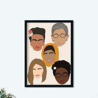 Farbenfrohes Poster von Frau Mars Studio mit dem Motiv „Female Heroes“ in lebendigen, künstlerischen Linien, ideal für Papeterie.