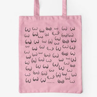 Jutebeutel von typealive in pink mit dem Aufdruck „Busenfreunde“
