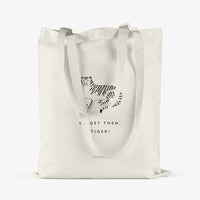 Jutebeutel von typealive in creme mit dem Aufdruck „Tiger“