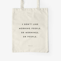 Jutebeutel von typealive in creme mit dem Aufdruck „Morning people“