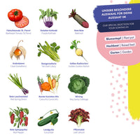 Gemüse Saatgut Samenset von Magic Garden Seeds, für drinnen und draußen, mit verschiedenen Gemüsesorten, ideal zum Anbauen.