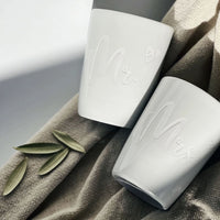 Keramik Becher graviert, Goldscherben