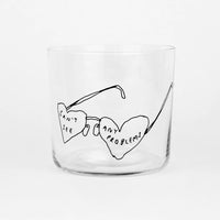 Glas mit Spruch, 350ml, von yahya studio, transparentes Trinkglas mit dekorativem Aufdruck, ideal für Getränke.