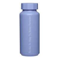 Designletters Thermo Trinkflasche für Drinnen und Draußen, Edelstahl mit schwarzem Deckel, ideal für unterwegs