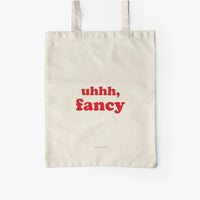 Jutebeutel von typealive in creme mit dem Aufdruck „uhhh, fancy“