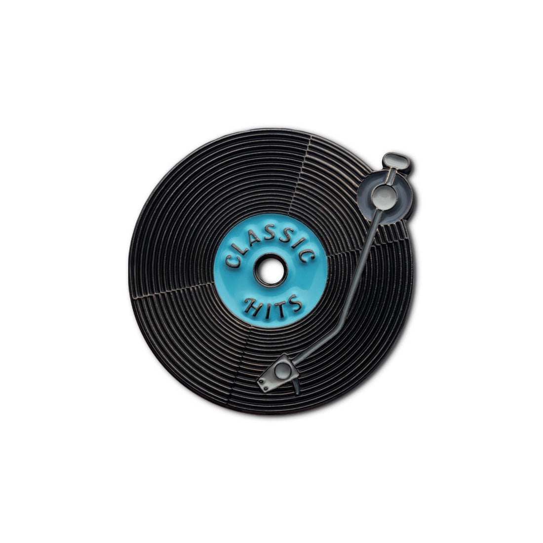 Emaille-Pin Schallplatte von Make Heads Turn, Anstecker aus Messing