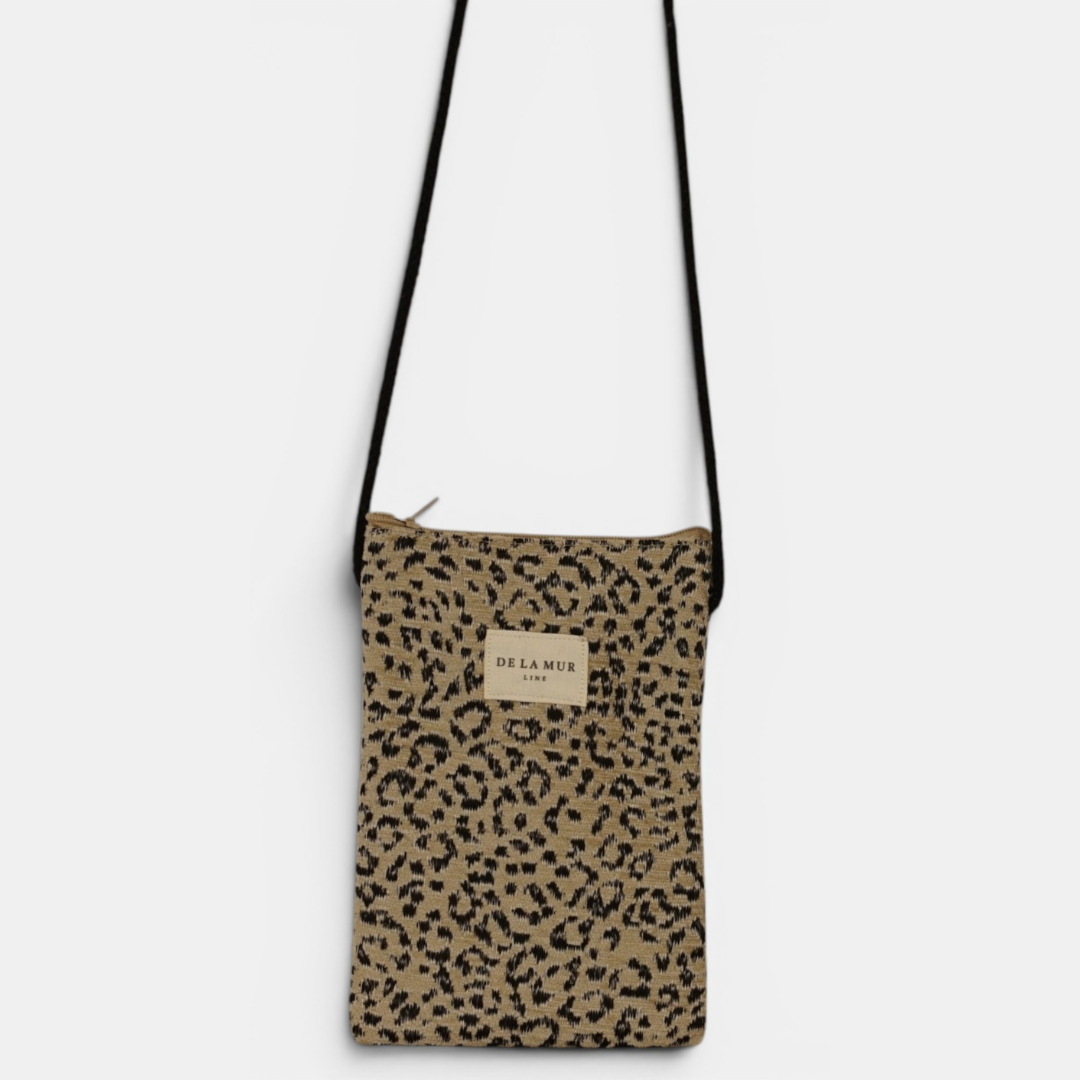 Handytasche von De La Mur in Koto, Leopard-Jacquard beige-schwarz