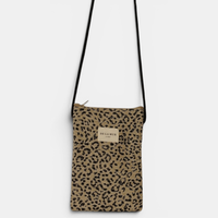 Handytasche von De La Mur in Koto, Leopard-Jacquard beige-schwarz