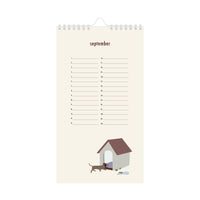 Geburtstagskalender mit Dackel-Motiven von De Lange Tafel, buntes Papier, Dackel-Illustrationen, dekoratives Schreibwaren-Produkt