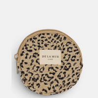 Runder Geldbeutel von De La Mur in Koto, Leopard-Jacquard beige-schwarz