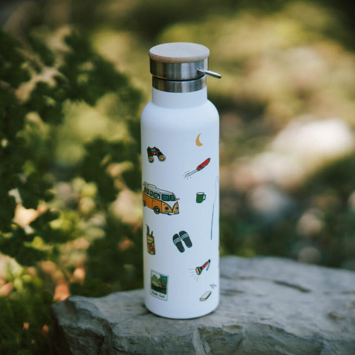 Trinkflasche aus Edelstahl mit Camping Motiven, Woidkind