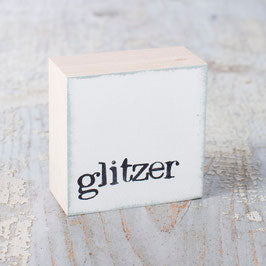 Dekoholzklotz, glitzer, weiß, 6x6cm, iopla