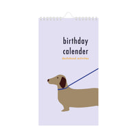 Geburtstagskalender mit Dackel-Motiven von De Lange Tafel, papierbasiertes Planungsbuch mit niedlichen Hundedrucken.