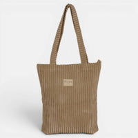 Tote Bag mit Reißverschluss von De La Mur in Moka, Cord beige