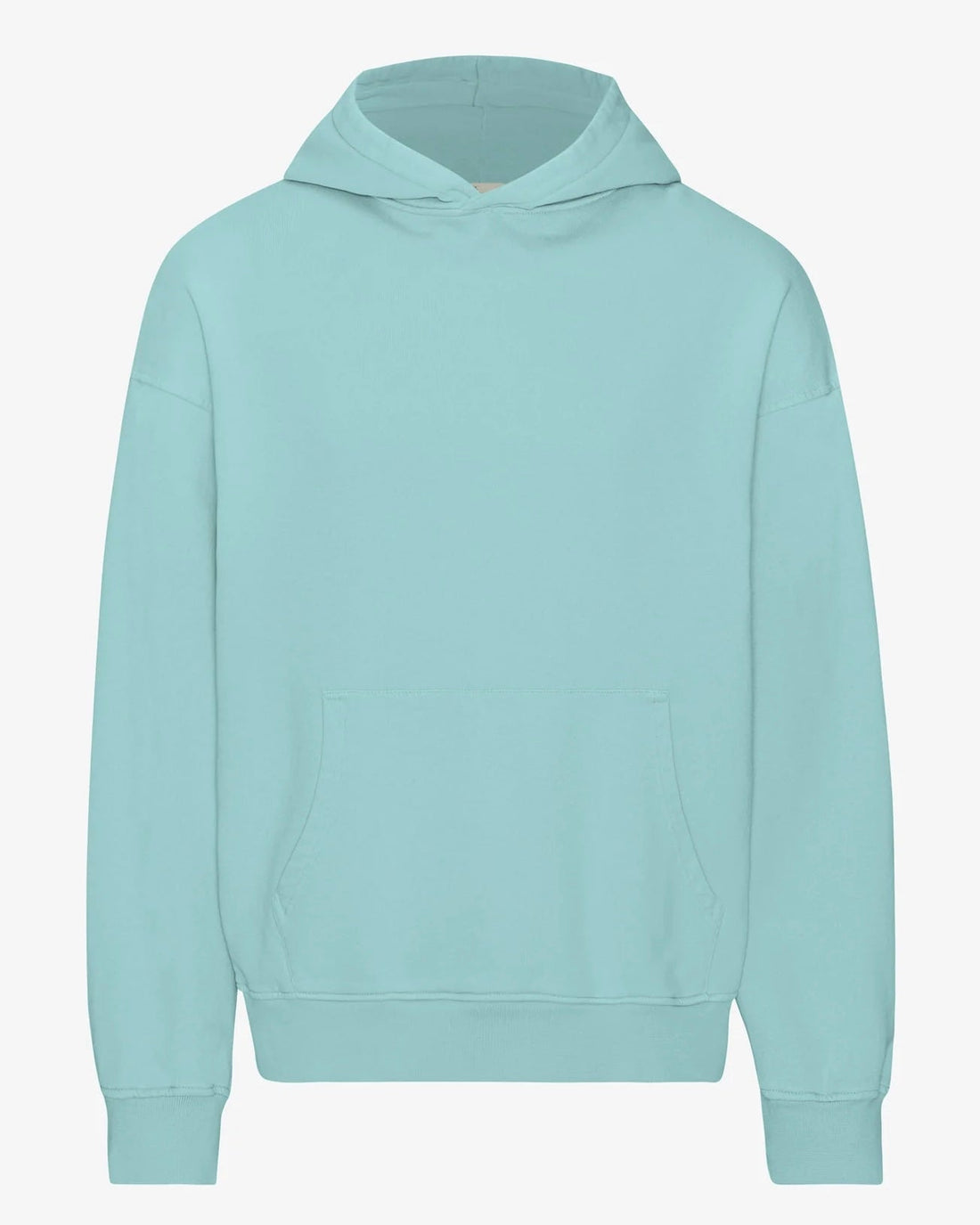 Weicher, farbenfroher Organic Oversized Hooded Pullover von Colorful Standard, zeigt die Kapuzenfront und lockere Passform.