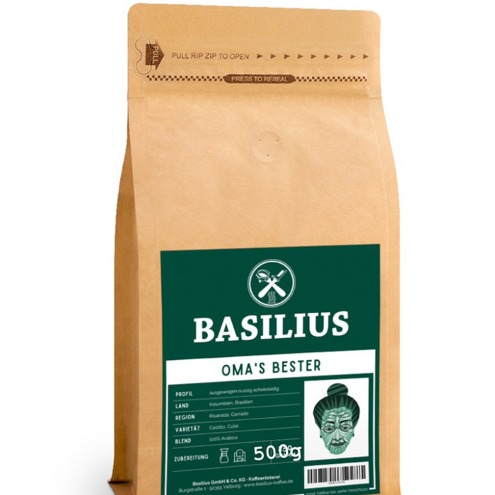 Kaffee „Omas Bester“ 500g ganze Bohne, Basilius