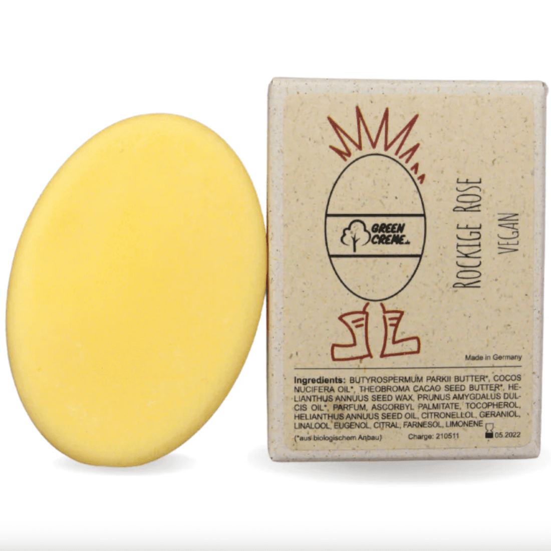 Feste Handcreme von Green Creme, pflegende natürliche Textur für weiche, gepflegte Hände in einem eleganten Behälter