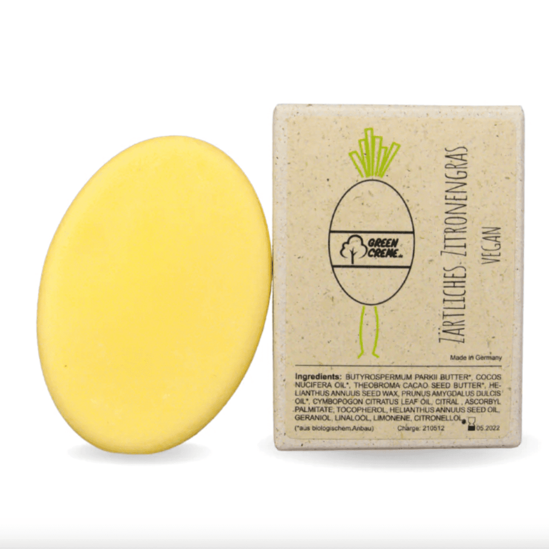 Feste Handcreme von Green Creme, pflegende Textur, ideal für geschützte und gepflegte Hände, im Bild sichtbar.