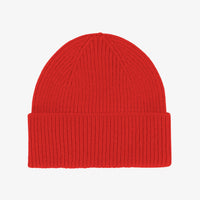 Merino-Beanie von Colorful Standard in Red Tangerine, leuchtendes Orangerot
