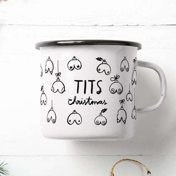 Emaille Tasse „Tits Christmas“, Typealive