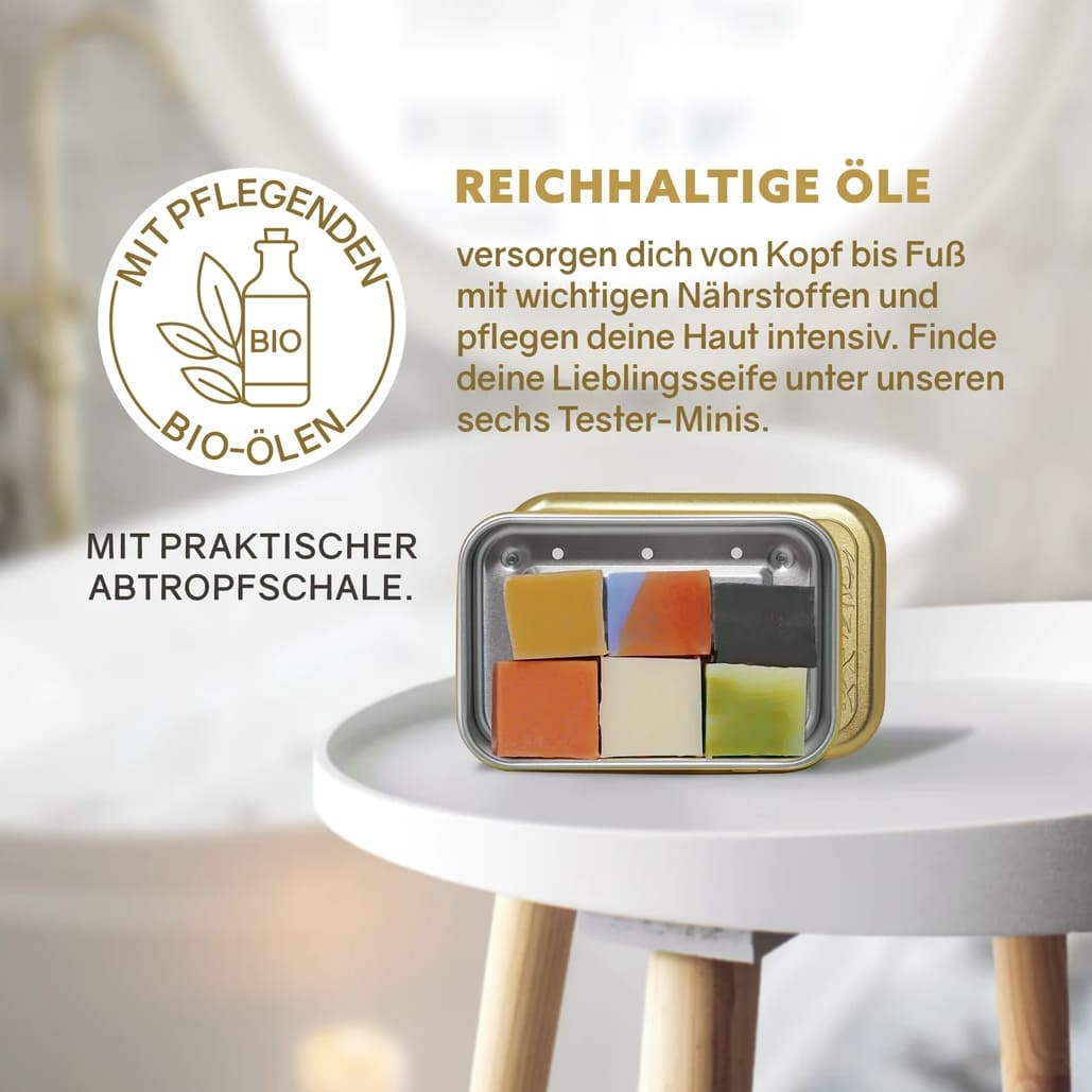 Seifendose mit Seifenminis, Puremetics