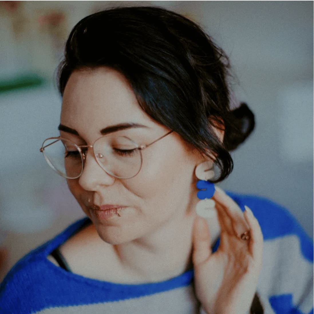 Ohrringe „Horst“ blau/beige goldene Verbindung, liebeundso