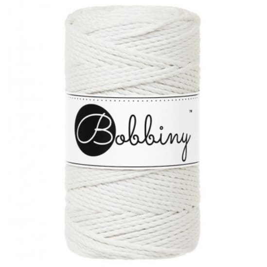 Makramee Schnur verzwirnt Flechtkordel/ Garn Off White 3MM 100m (330g), Bobbiny