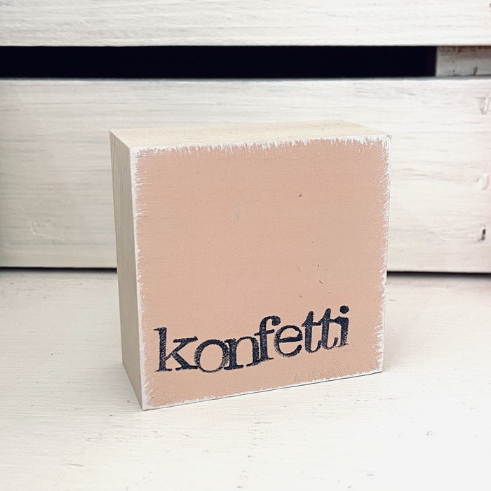 Dekoholzklotz, konfetti, rosa, 6x6cm, iopla