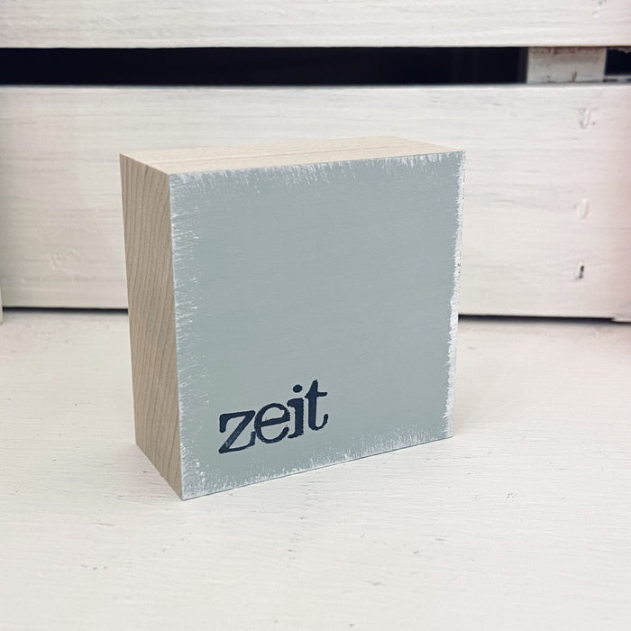 Dekoholzklotz, zeit, ozeanblau, 6x6cm, iopla