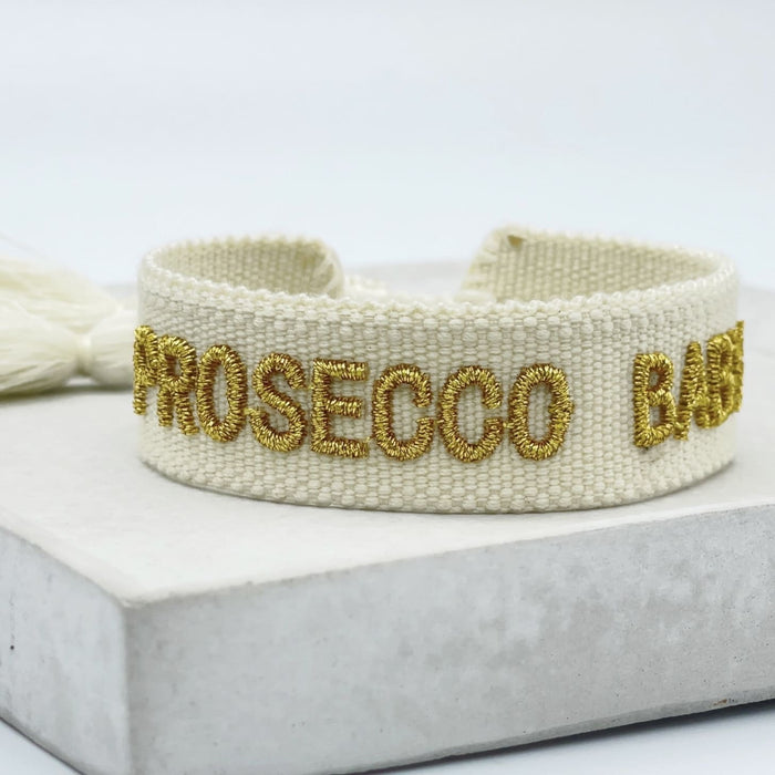 Armband gewebt „prosecco baby“ ecru , Parsley & Pepper