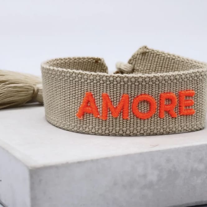 Armband gewebt „amore“ beige , Parsley & Pepper