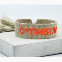 Armband gewebt „Optimistin“ beige , Parsley & Pepper