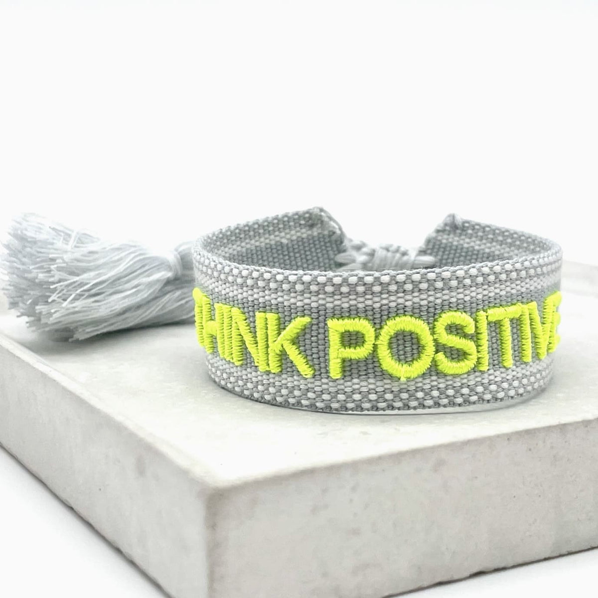 Armband gewebt „think positive“ grau , Parsley & Pepper