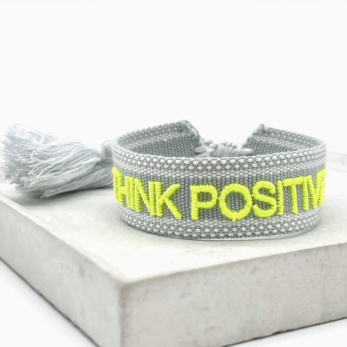 Armband gewebt „think positive“ grau , Parsley & Pepper