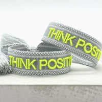 Armband gewebt „think positive“ grau , Parsley & Pepper