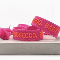 Armband gewebt „prosecco, baby!“ pink , Parsley & Pepper