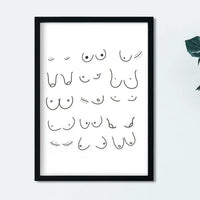 Posterkunst von Frau Mars Studio mit humorvollem Design ‚Boobs‘, moderne Papeterie mit stilvoller Illustration.