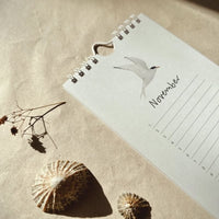 Geburtstags- und Alljahres-Kalender von tucan y limon, drinnen und draußen, mit bunten Illustrationen und Monatsübersichten.