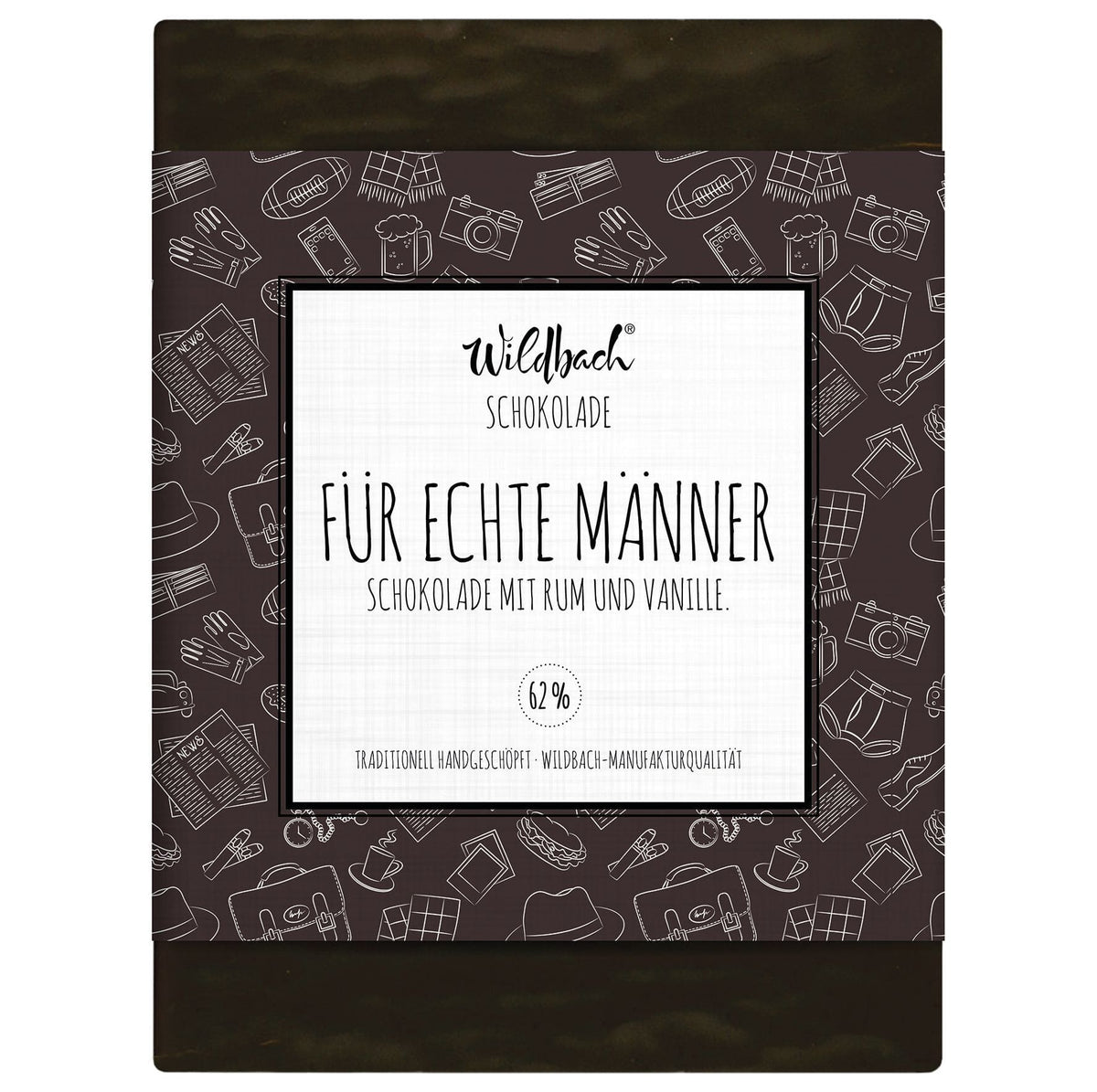 Tafel Schokolade „Für echte Männer“, Rum und Vanille, 70g, Wildbach