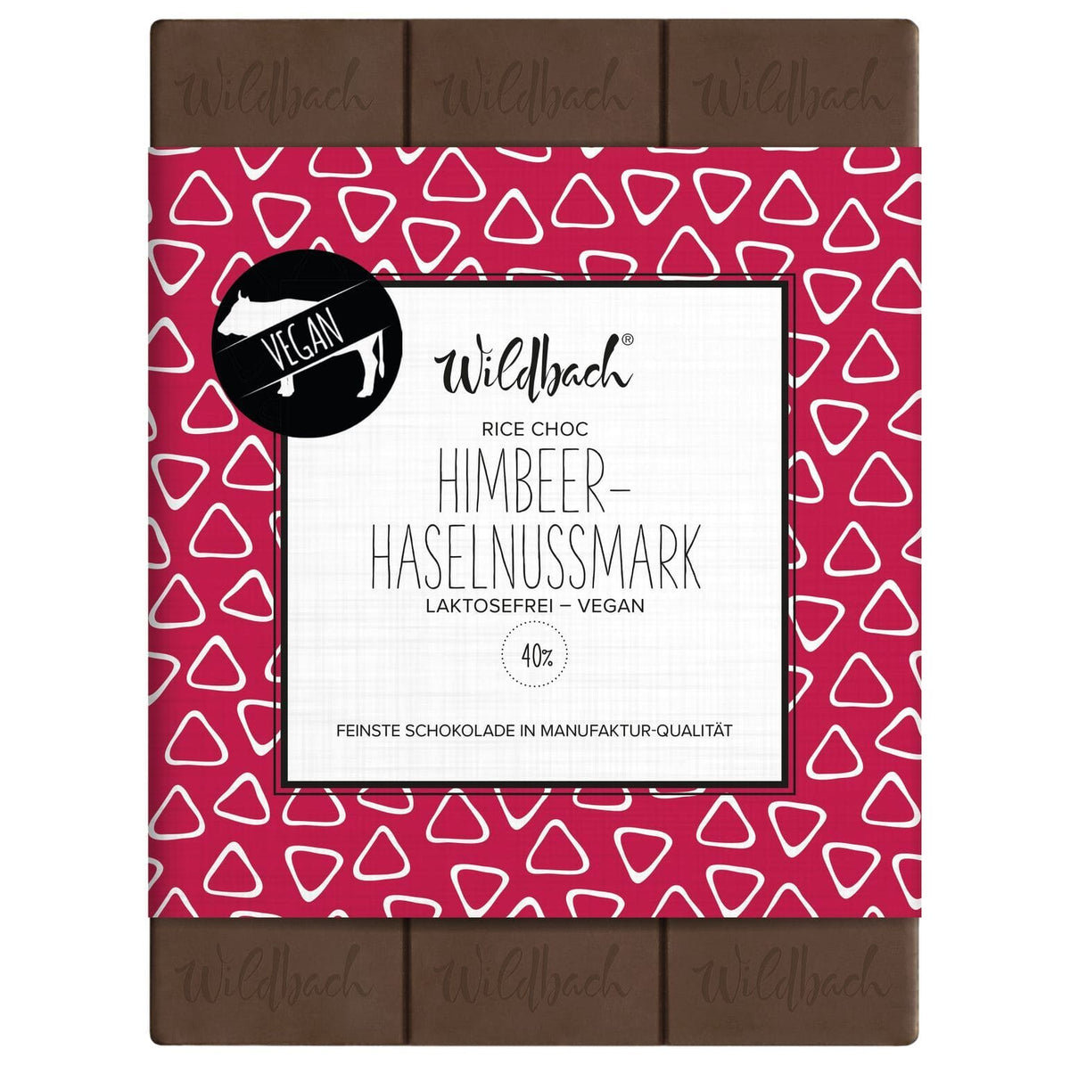 Tafel Schokolade „Himbeer-Haselnussmark“ - vegan, 70g, Wildbach