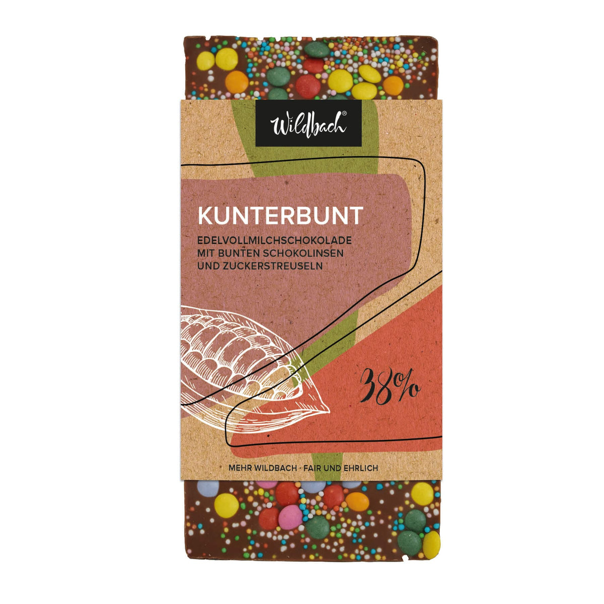 Tafel Schokolade „Kunterbunt“, 90g, Wildbach