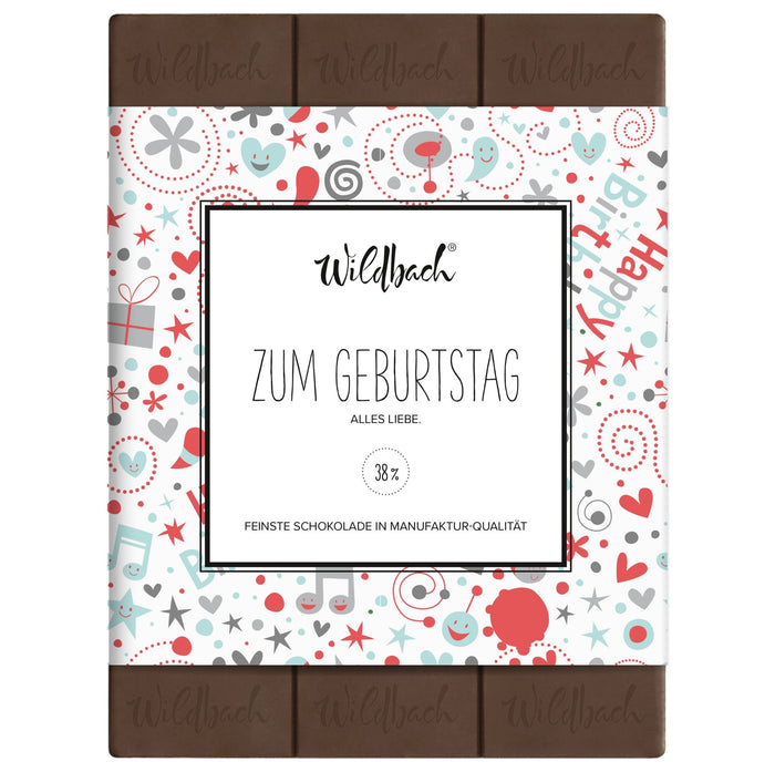 Tafel Schokolade „Zum Geburtstag“, Vollmilch, 70g, Wildbach