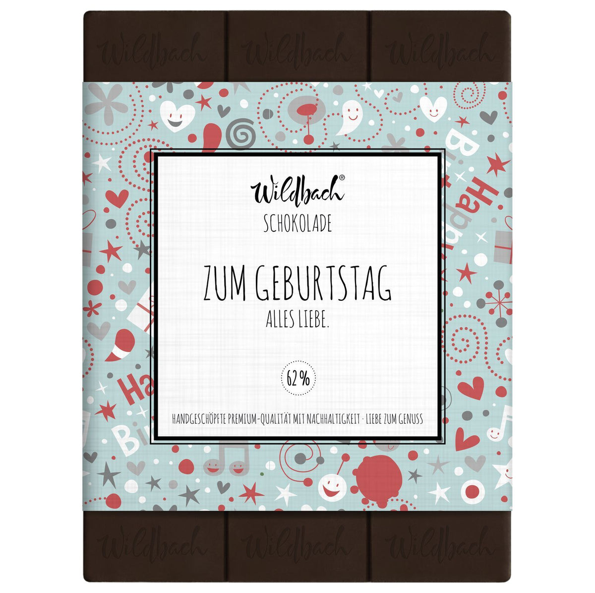 Tafel Schokolade „Zum Geburtstag“, Zartbitter, 70g, Wildbach