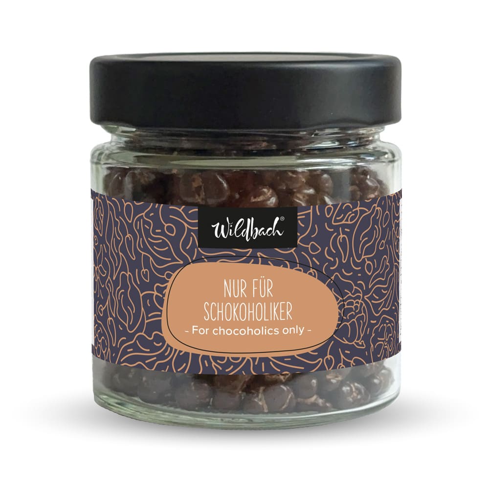 Dragierte Kakaonibs „Schokoholiker“, 100g, Wildbach