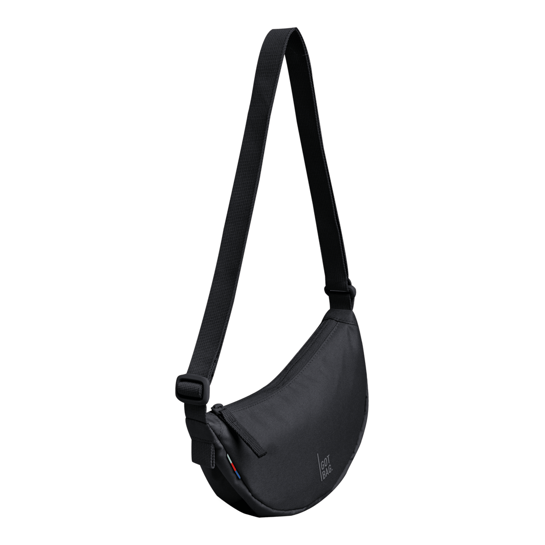 Kleine Moon-Bag von Got Bag, nachhaltiger Rucksack und HipBag aus recyceltem Meeresplastik, braun mit schwarzem Riemen.