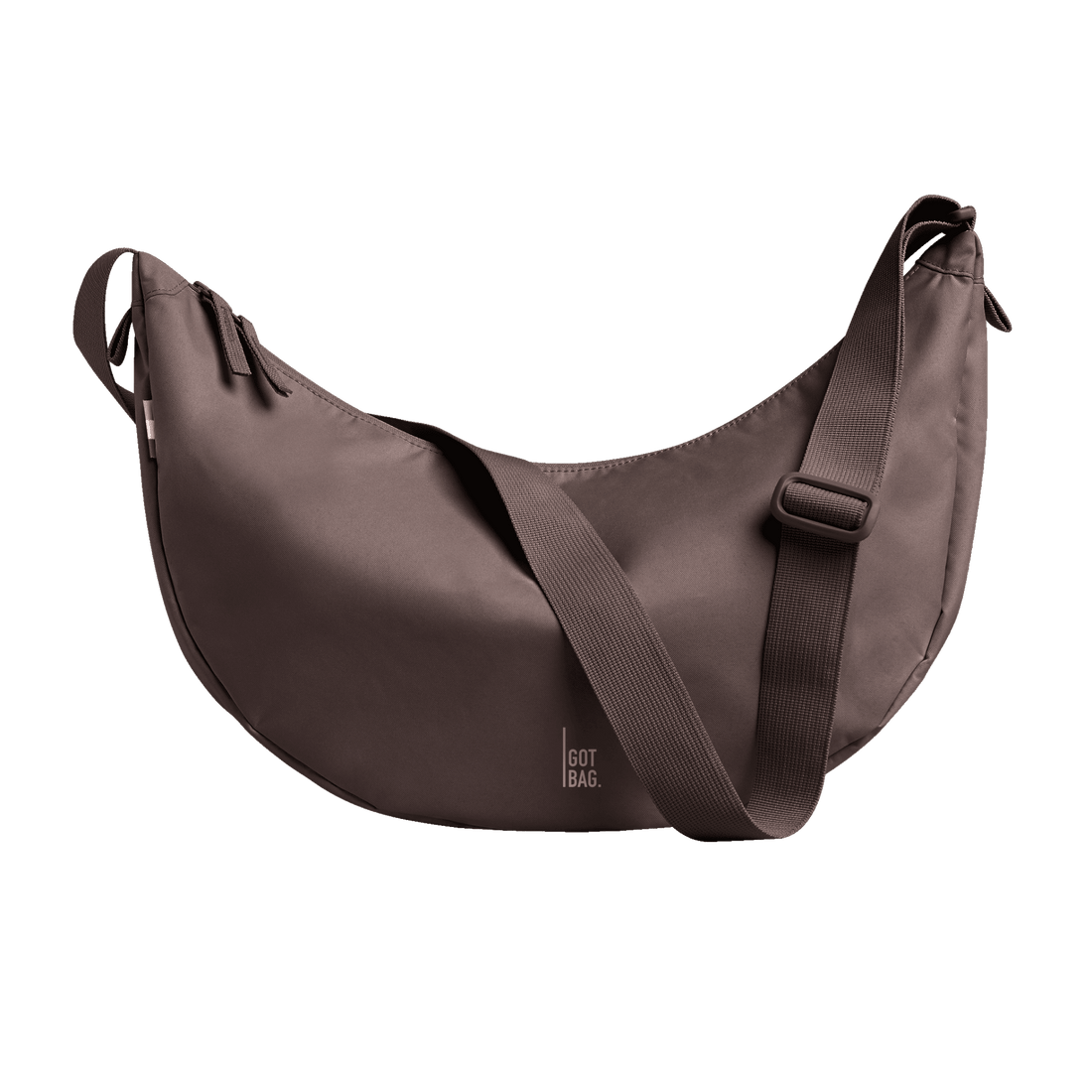 Großer Got Bag Moon-Bag Rucksack und HipBag aus recyceltem Kunststoff, langlebiges Design, nachhaltige Mode, Sicht auf das Produkt