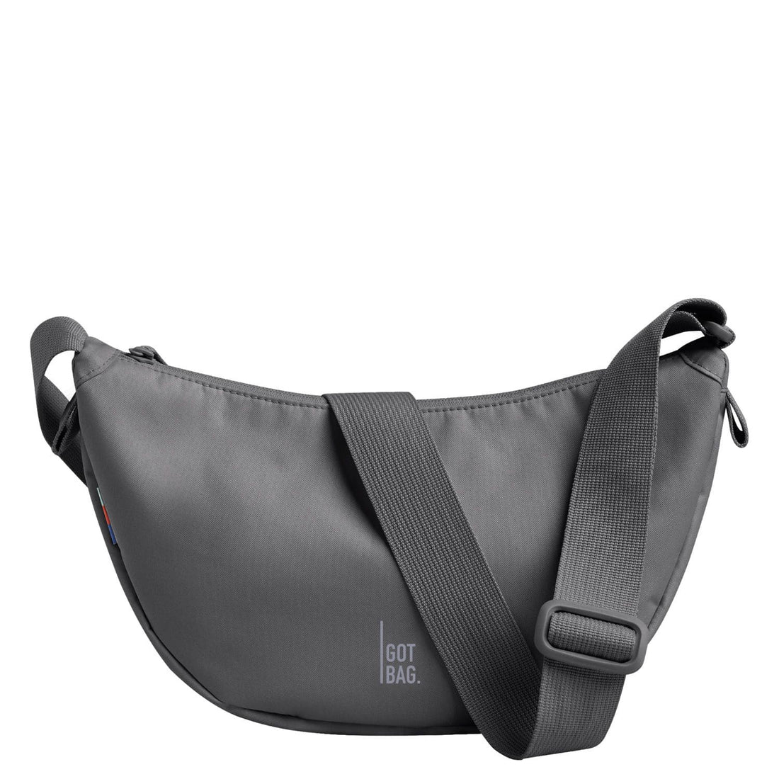 Kleine Moon-Bag von Got Bag, nachhaltiger Rucksack und Hüfttasche aus recyceltem Ozeanplastik, schwarz, mit verstellbarem Gurt